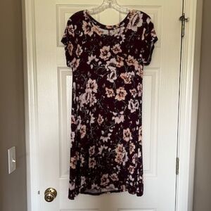 Womens Market & Spruce Purple Floral Dress Size Large Excellent Condition